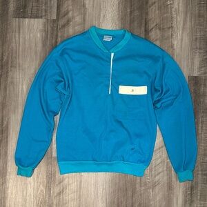 Wrangler Vintage Retro 80s Snap Button Henley Pocket Sweatshirt - Medium